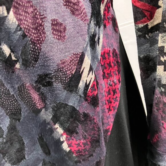 Simon Chang Mixed Knit Floral Cowl‎ Neck Long Sleeve Dress Black Pink Womens 6 - Picture 11 of 14